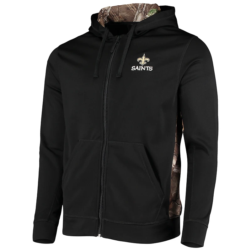 Men's Dunbrooke Black/Realtree Camo New Orleans Saints Decoy Tech Fleece Full-Zip Hoodie