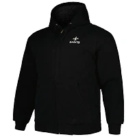 Dunbrooke Black New Orleans Saints Big & Tall Dakota Veste à capuche en toile entièrement zippée pour homme