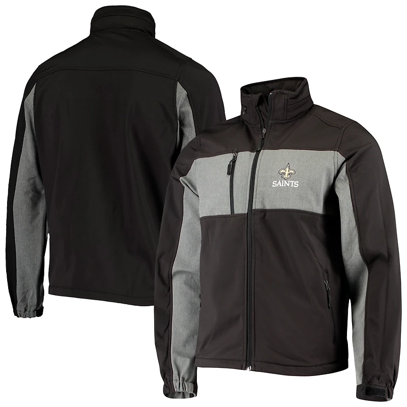Veste softshell zippée intégrale Dunbrooke Black New Orleans Saints Circle Zephyr pour homme