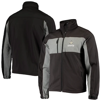 Veste softshell zippée intégrale Dunbrooke Black New Orleans Saints Circle Zephyr pour homme