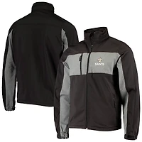 Veste softshell zippée intégrale Dunbrooke Black New Orleans Saints Circle Zephyr pour homme
