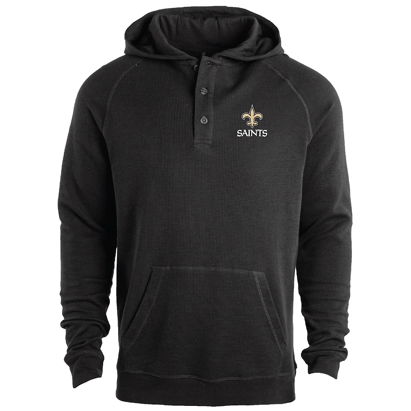 Men's Dunbrooke Black New Orleans Saints Montana Raglan Thermal Hoodie