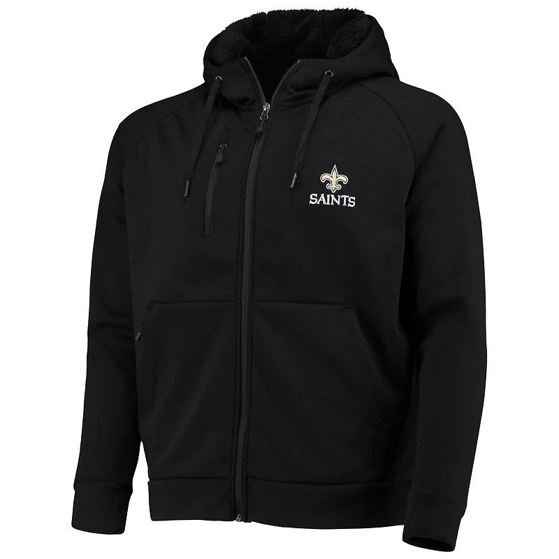 Men's Dunbrooke Black New Orleans Saints Shag Tri-Blend Full-Zip Raglan Hoodie