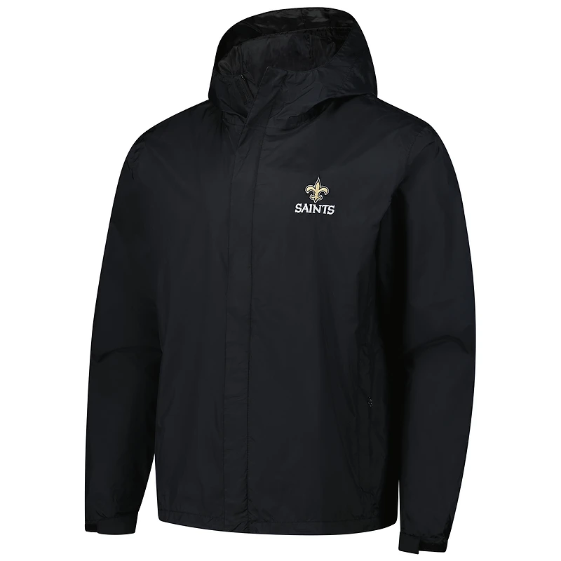 Men's Dunbrooke Black New Orleans Saints Tropic Waterproof Packable Full-Zip Hoodie Jacket