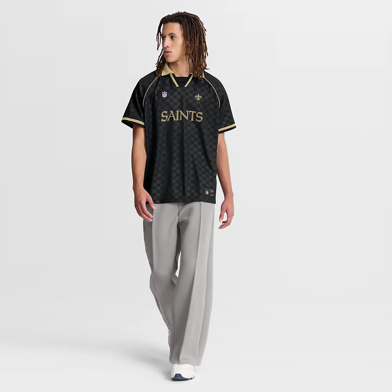 Men's Fanatics Black/Gold New Orleans Saints Homerun Raglan V-Neck Polo