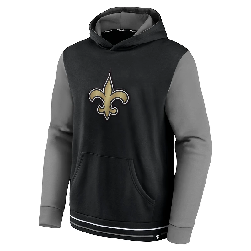Sweat à capuche Fanatics noir/gris pour homme, motif fête de quartier des Saints la Nouvelle-Orléans