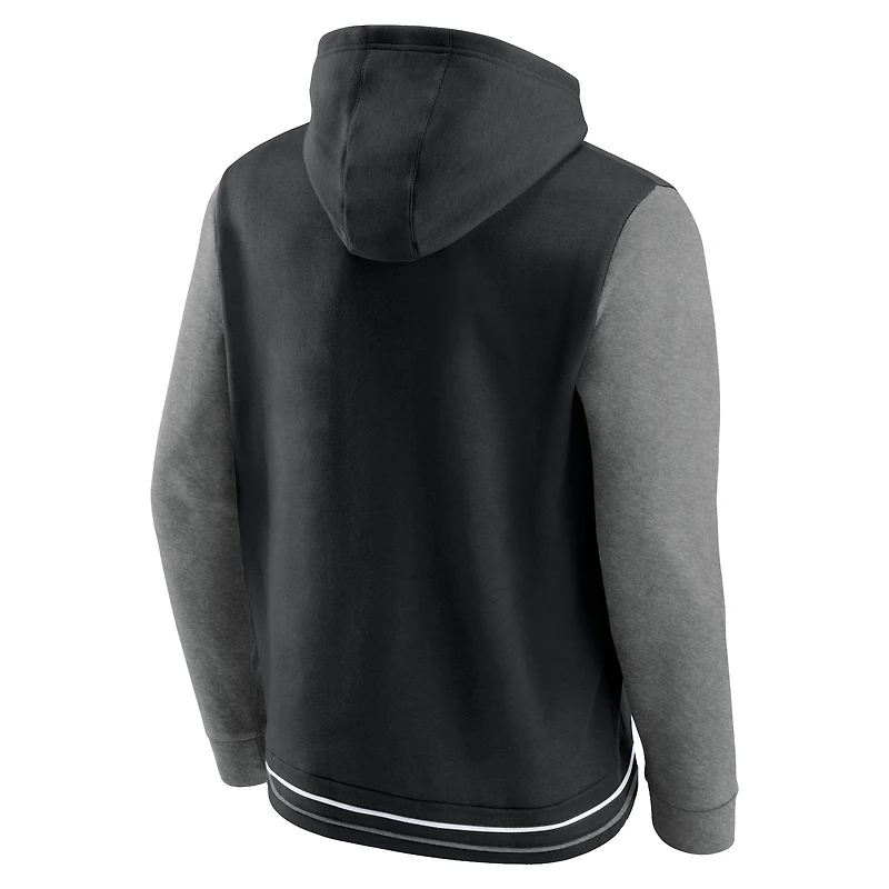 Sweat à capuche Fanatics noir/gris pour homme, motif fête de quartier des Saints la Nouvelle-Orléans