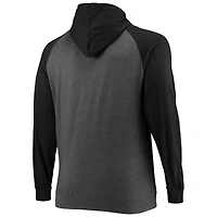 Men's Fanatics Black/Heathered Charcoal New Orleans Saints Big & Tall Lightweight Raglan Pullover Hoodie