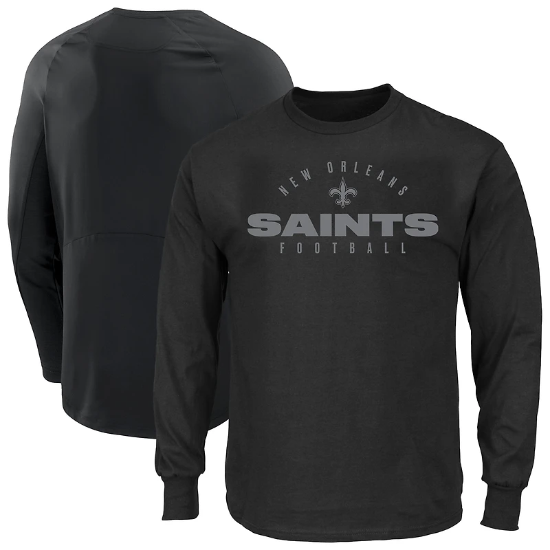 T-shirt à manches longues noir Fanatics New Orleans Saints pour homme, coupe grande taille