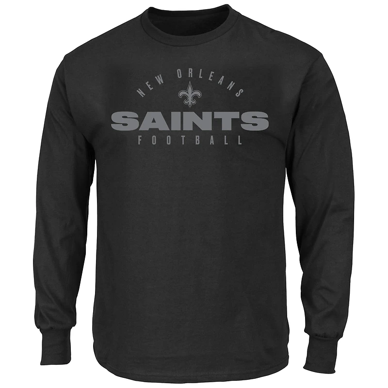 T-shirt à manches longues noir Fanatics New Orleans Saints pour homme, coupe grande taille