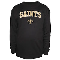 T-shirt thermique à manches longues et col ras du cou pour homme, modèle Fanatics, noir, New Orleans Saints, grande taille