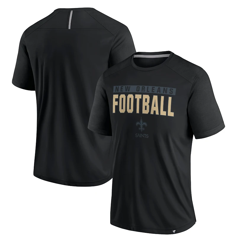 T-shirt noir Fanatics pour homme, défenseur des Saints de la Nouvelle-Orléans.