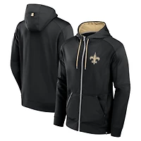 Men's Fanatics Black New Orleans Saints Defender Full-Zip Hoodie