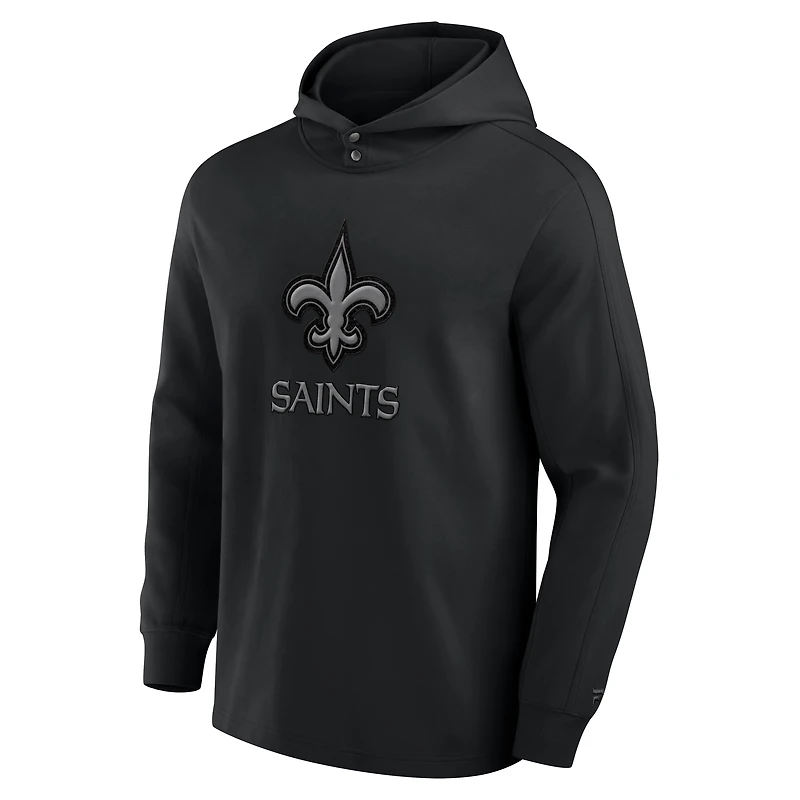 Men's Fanatics Black New Orleans Saints Elements Blaze Tri-Blend Long Sleeve Hoodie T-Shirt