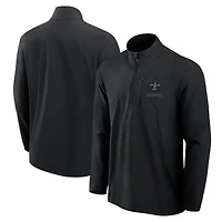 Men's Fanatics Black New Orleans Saints Front Office Micro Tonal Quarter-Zip Pullover