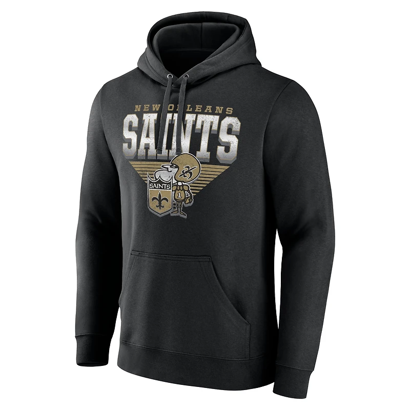 Men's Fanatics Black New Orleans Saints Geometric Chrome Pullover Hoodie