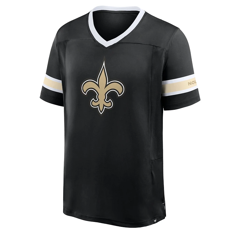 Men's Fanatics Black New Orleans Saints Hometown Premium Hashmark V-Neck T-Shirt