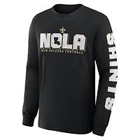 Men's Fanatics Black New Orleans Saints Hometown Sweep Legacy Long Sleeve T-Shirt