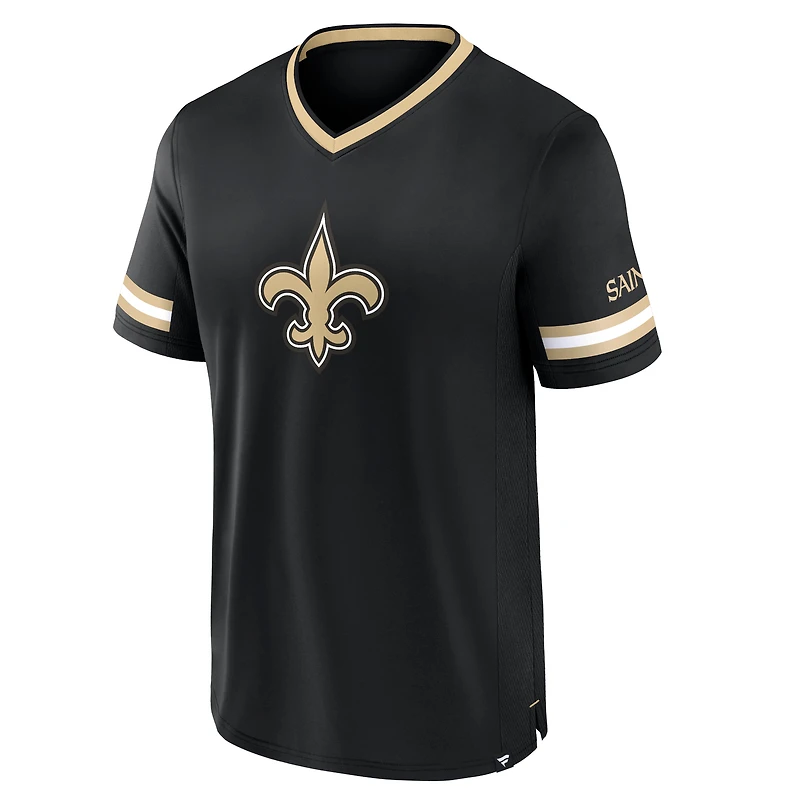 Men's Fanatics Black New Orleans Saints Stripe Stacking T-Shirt