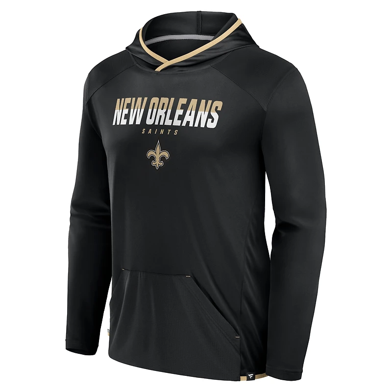 T-shirt à manches longues et capuche de transition Fanatics Black New Orleans Saints pour homme
