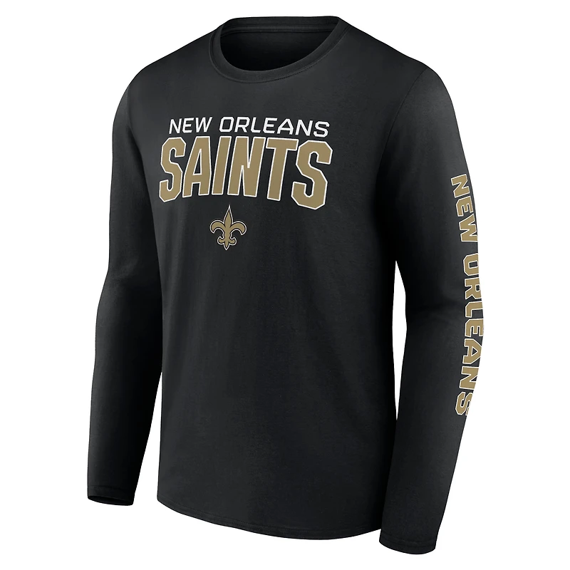 Men's Fanatics Black New Orleans Saints Wordmark Go the Distance Long Sleeve T-Shirt