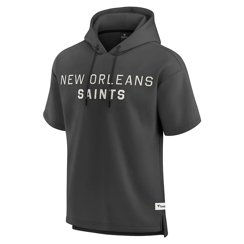 Men's Fanatics Charcoal New Orleans Saints Elements Future Ground Lettering Short Sleeve Pullover Hoodie
