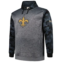 Men's Fanatics Heather Charcoal New Orleans Saints Big & Tall Camo Pullover Hoodie