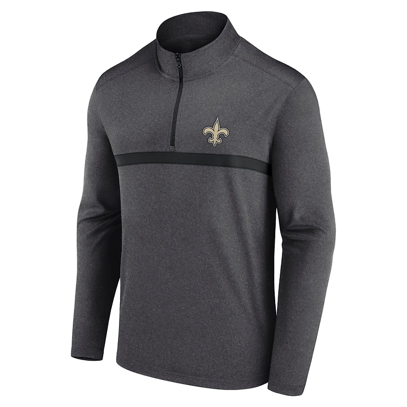 Pull à fermeture éclair quart de tour Fanatics Heather Charcoal New Orleans Saints pour homme