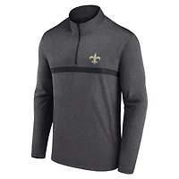Pull à fermeture éclair quart de tour Fanatics Heather Charcoal New Orleans Saints pour homme