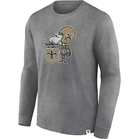 Men's Fanatics  Heather Charcoal New Orleans Saints Washed Primary Long Sleeve T-Shirt
