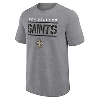 T-shirt Fanatics gris chiné pour homme, coupe grande et taille, des Saints de la Nouvelle-Orléans