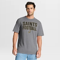 Men's Fanatics Heather Gray New Orleans Saints First Down Tribute Tri-Blend T-Shirt