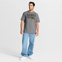 Men's Fanatics Heather Gray New Orleans Saints First Down Tribute Tri-Blend T-Shirt