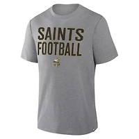 Men's Fanatics Heather Gray New Orleans Saints First Down Tribute Tri-Blend T-Shirt