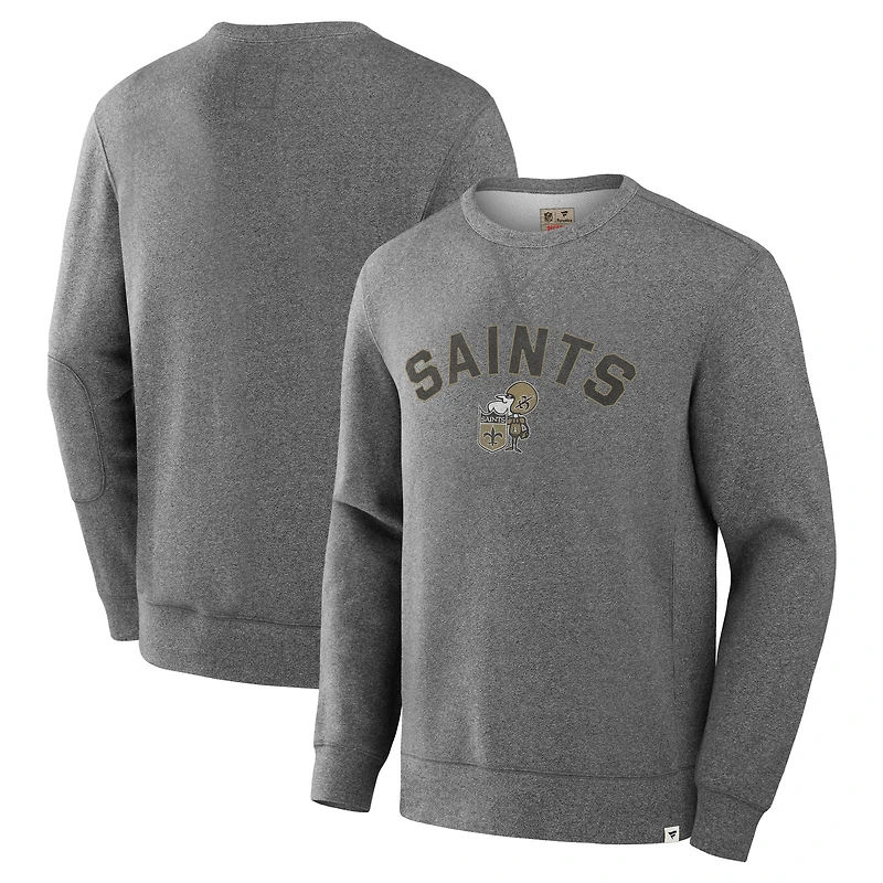Men's Fanatics Heather Gray New Orleans Saints Loop Terry Pullover Sweatshirt