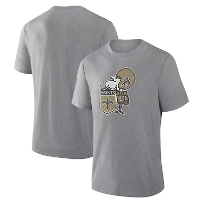 Men's Fanatics Heather Gray New Orleans Saints Vintage Heritage Tribute Tri-Blend T-Shirt