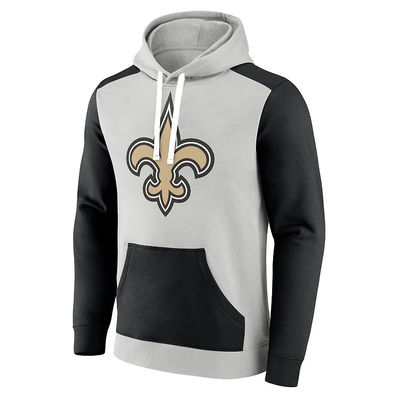 Men's Fanatics Silver/Black New Orleans Saints Big & Tall Team Fleece Pullover Hoodie