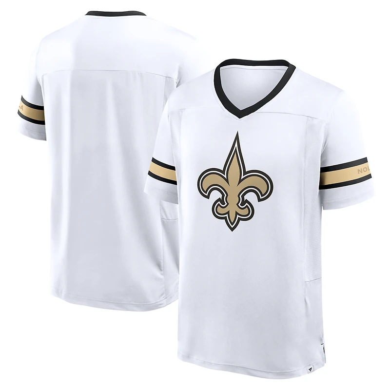Men's Fanatics White New Orleans Saints Redzone Hashmark V-Neck T-Shirt