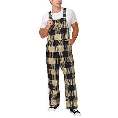Men's FOCO  Black New Orleans Saints Big Logo Plaid Overalls