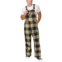 Men's FOCO  Black New Orleans Saints Big Logo Plaid Overalls