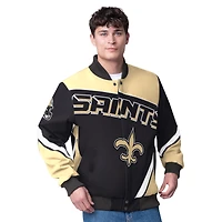 Men's G-III Extreme  Black New Orleans Saints Maximum Racing Full-Snap Jacket