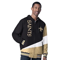 Veste à capuche réversible entièrement zippée G-III Sports by Carl Banks pour homme, noire/anthracite, motif New Orleans Saints Dual Threat