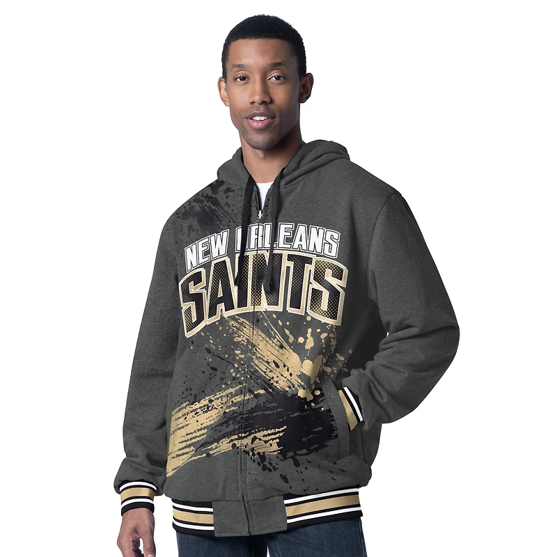 Men's G-III Sports by Carl Banks Black/Charcoal New Orleans Saints Dual Threat Reversable Full-Zip Hooded Jacket