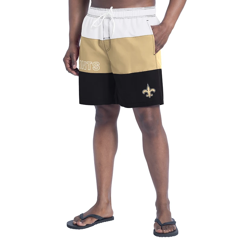 Men's G-III Sports by Carl Banks  Black/Gold New Orleans Saints Sunrise Volley Swim Shorts