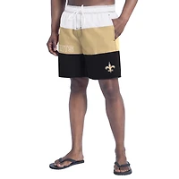 Short de bain G-III Sports by Carl Banks pour homme, noir/or, motif Sunrise Volley des New Orleans Saints