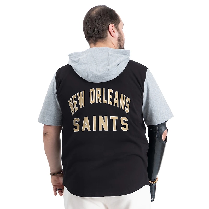 Haut boutonné magnétique adaptatif noir G-III Sports by Carl Banks pour homme, équipe à domicile des Saints de la Nouvelle-Orléans