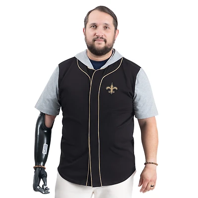 Haut boutonné magnétique adaptatif noir G-III Sports by Carl Banks pour homme, équipe à domicile des Saints de la Nouvelle-Orléans