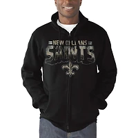 Sweat à capuche zippé G-III Sports by Carl Banks noir New Orleans Saints Perfect Season pour homme