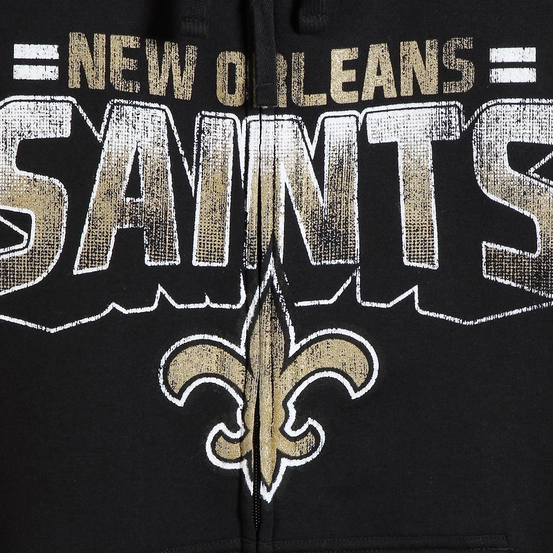 Men's G-III Sports by Carl Banks Black New Orleans Saints Perfect Season Full-Zip Hoodie