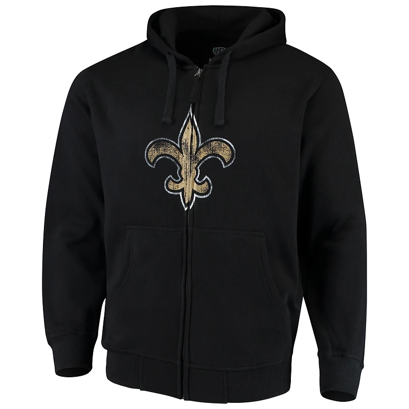 Men's G-III Sports by Carl Banks Black New Orleans Saints Primary Logo Full-Zip Hoodie